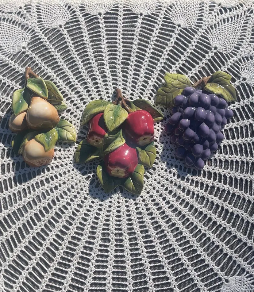 Vintage Home Interiors, Apple, Pear, Grape Sonoma Villa Wall Hangings