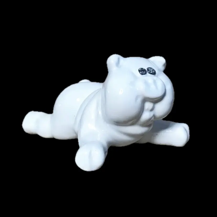 Handmade White Ceramic Pig Figurine Funny Whimsical Twee Farm Core Farmhouse