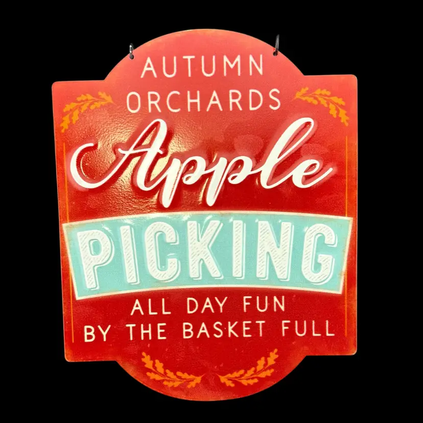 Apple Picking Metal Sign With Hook 8” x 10”