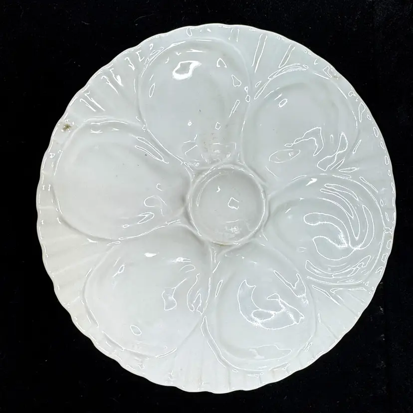 Antique Charles Pillivuyt & Co. Mehun France White Porcelain Oyster Plate A1165