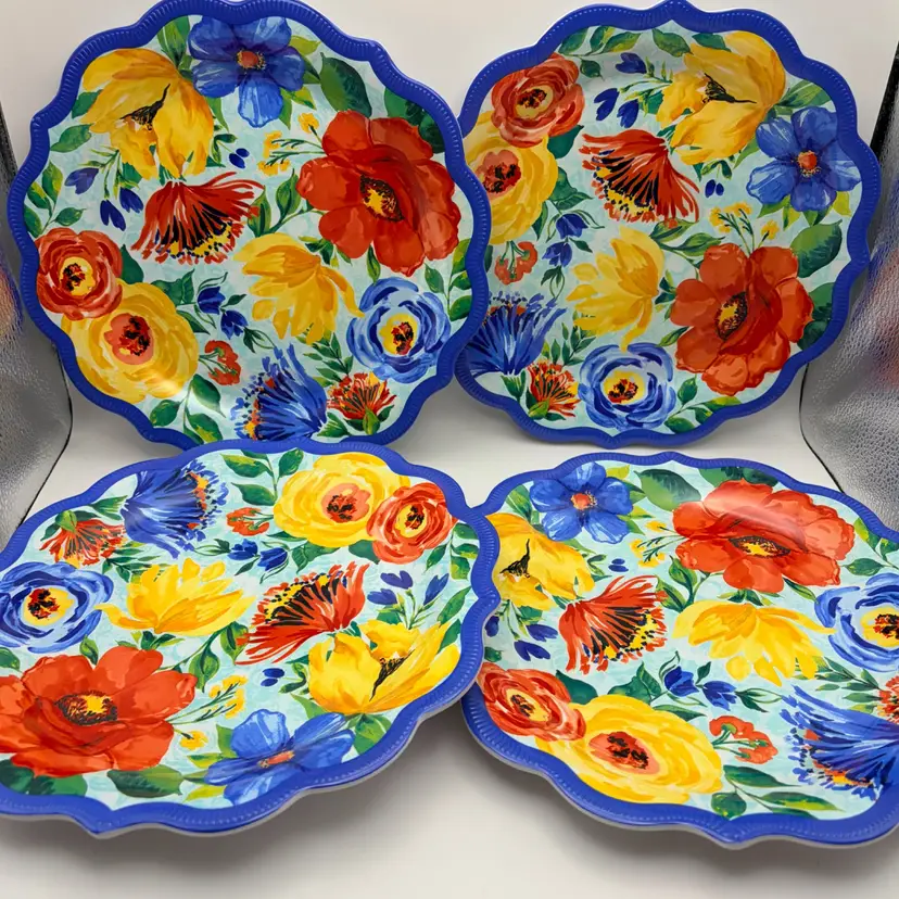 The Pioneer Woman Celia 9" Pie Plate Cobalt Blue Floral Deep Dish Stoneware 2912DMT
