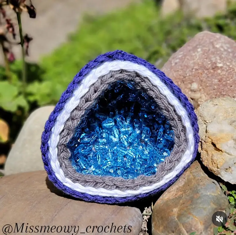 Crocheted Geode with vintage plastic bead