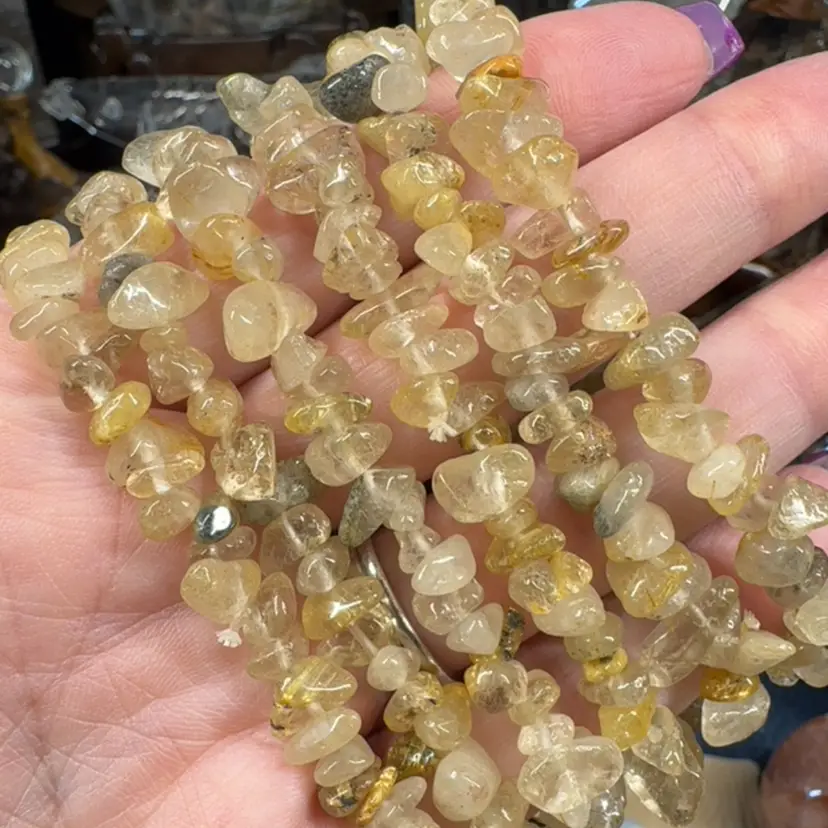 Gold Rutile Chip Bracelet