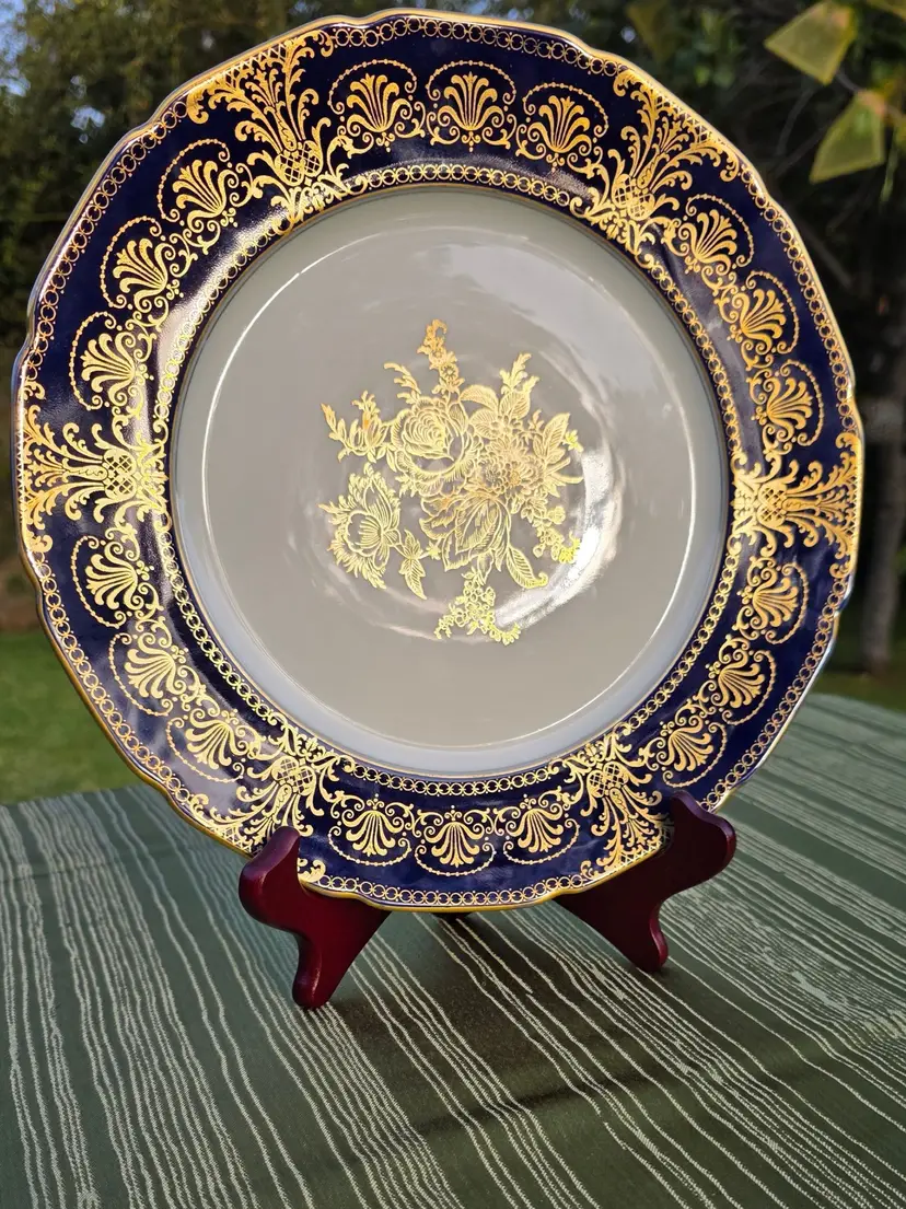 Vintage Rosenthal 10.5" Dinner Plate - Eminence Ivory Cobalt 739 Gold Encrusted
