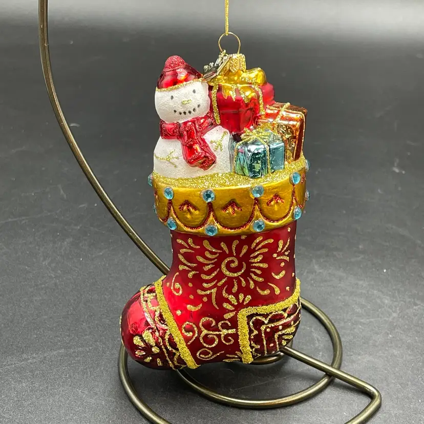 Hallmark Heritage Collection 2017 Christmas Stocking Ornament Hand Blown Poland