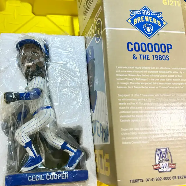 2010 Milwaukee Brewers Cecil Cooper Pin Stripe Bobblehead In Box