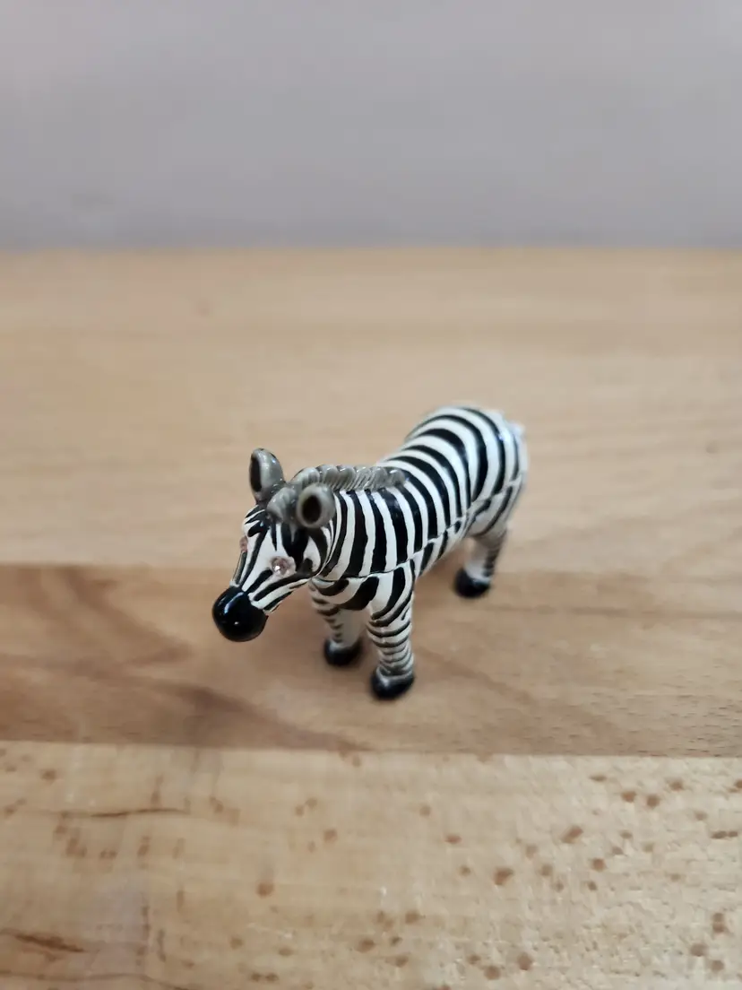 Vintage Monet Enamel HingedZebra Trinket
