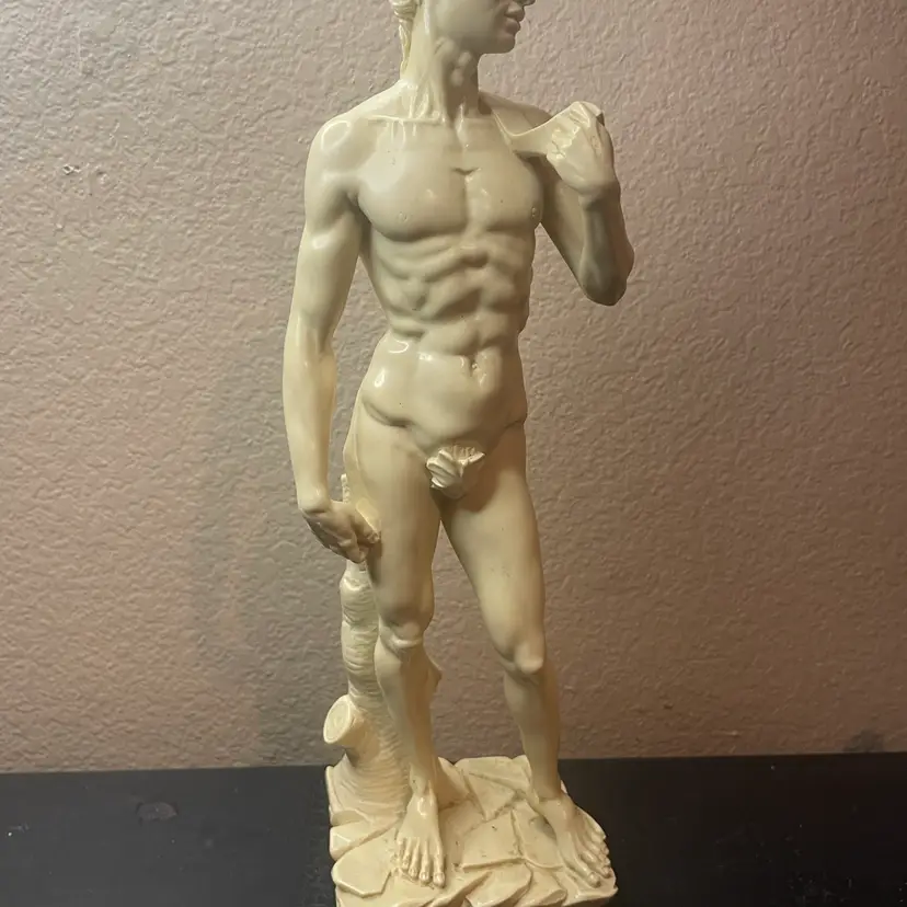 GORGEOUS Santini Italy Genuine Carrara Marble 15" Michelangelo DAVID Replica Sculpture
