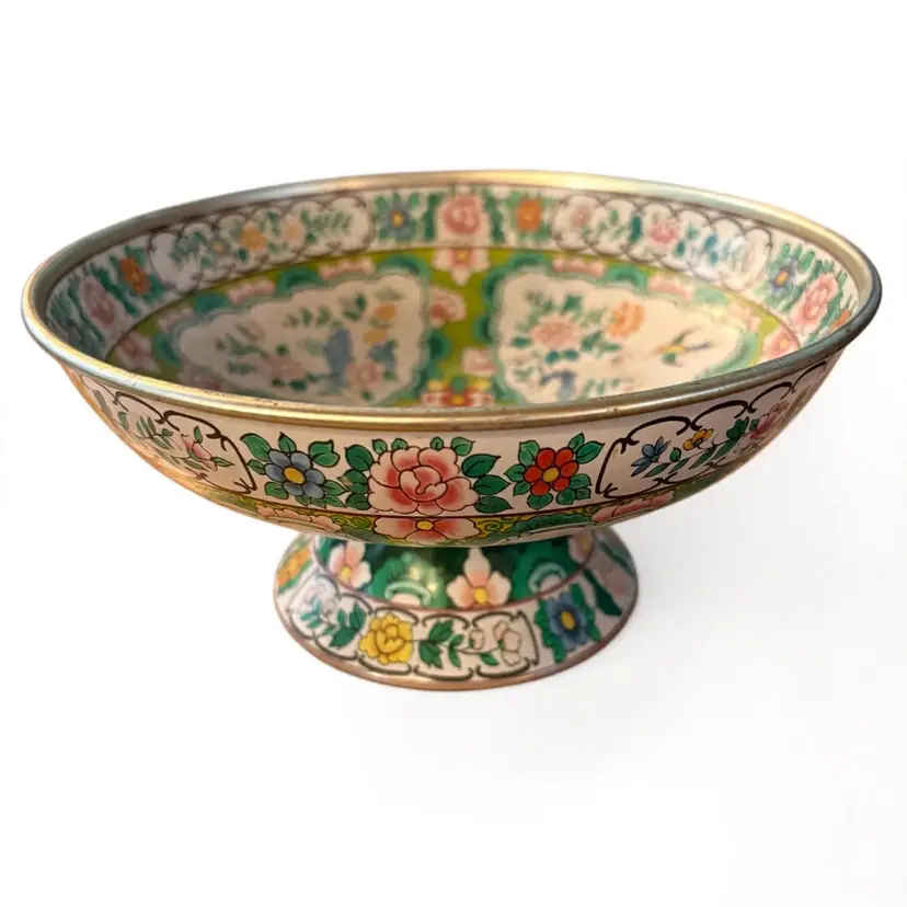 Vtg Baret Ware Ming Compote No 138 - Metal Pedestal Bowl - Made in England
