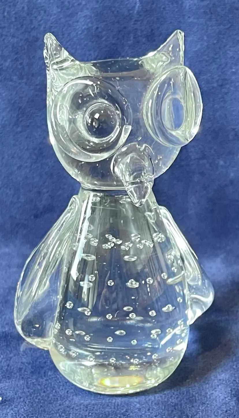 Vintage Controlled Bubble Hand blown Owl