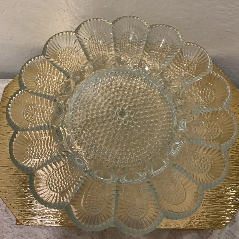 🍁 Indiana Glass Hobnail Clear Deviled Egg Platter