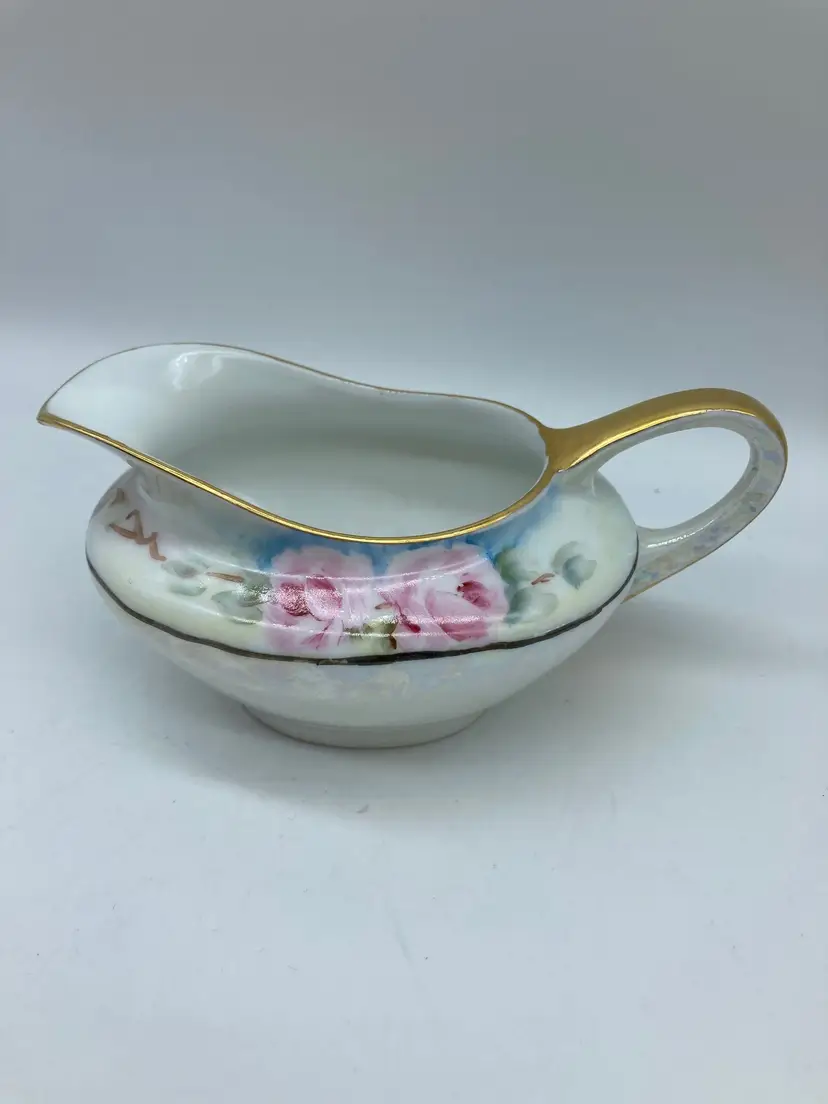 Luster Epiag Czech Hand Painted Floral Creamer