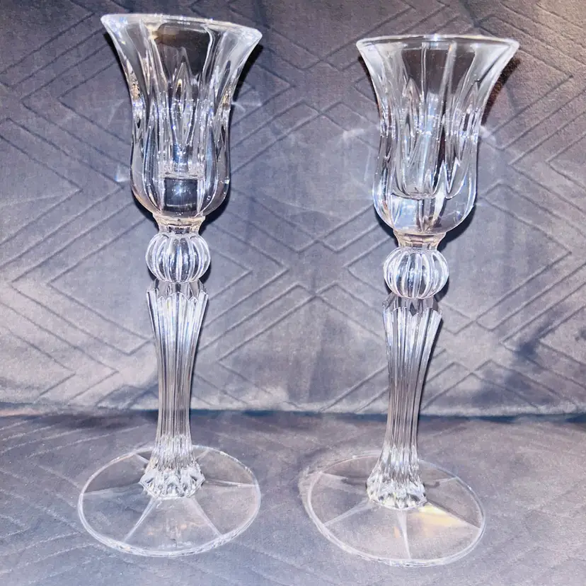 Pair Of Discontinued Marquis By Waterford Crystal Sheridan Candlesticks