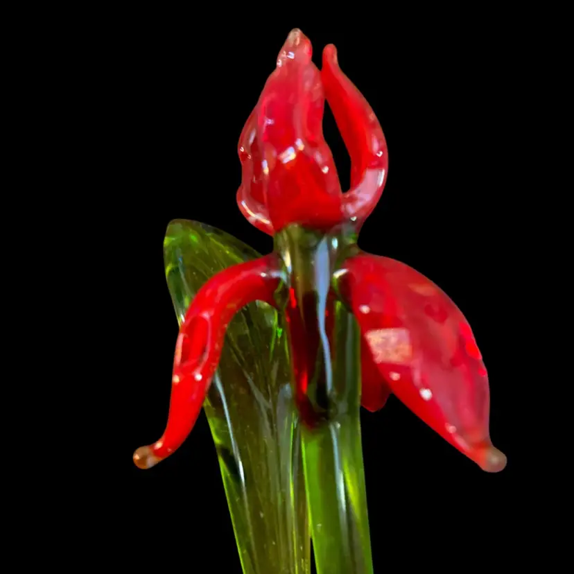 #17- Just In From Ukraine 9 Inch Hand Blown Glass Flowers As Pictured