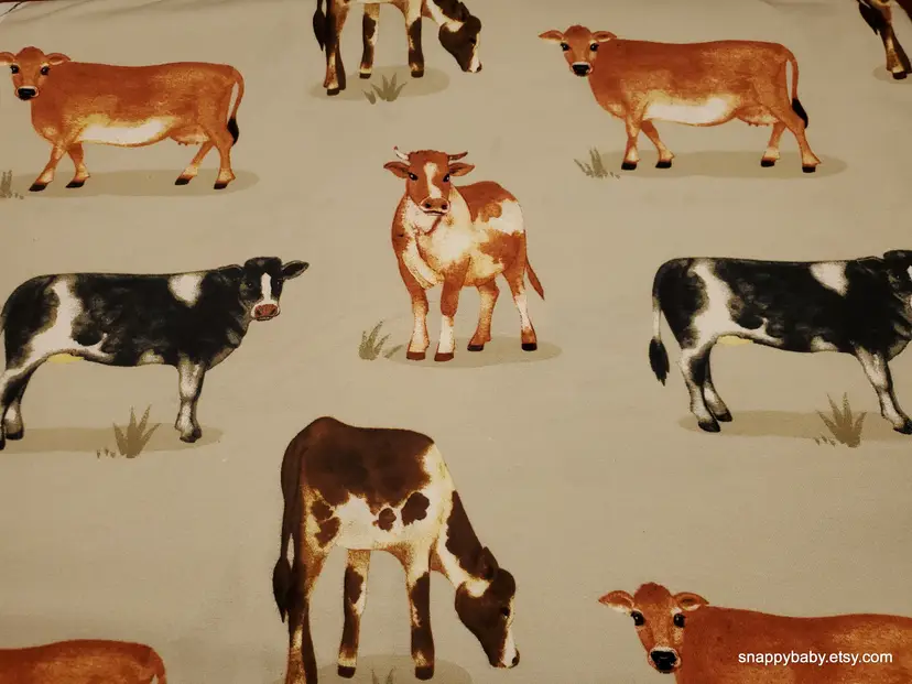 Cows Flannel Fabric Remnant - 100% Cotton - Choose Size - Soft Craft & Quilting Fabric