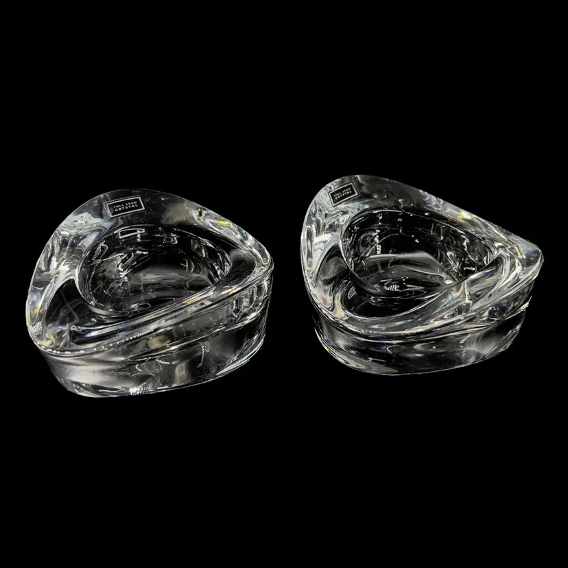 #220- Vintage Nambe‘ Candle Holder 2pc Set Crystal Twist Butterfly Fred Bould Designer