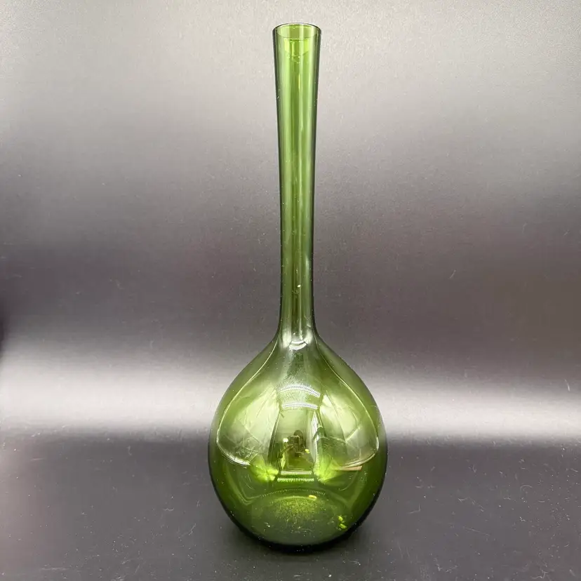 MCM Bottle Green Blombas Bulb Vase by Arthur Carlsson Percy for Gullaskruf N8278