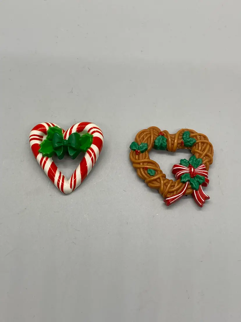 2 Hallmark Heart Wreaths Converted Pin into Magnets