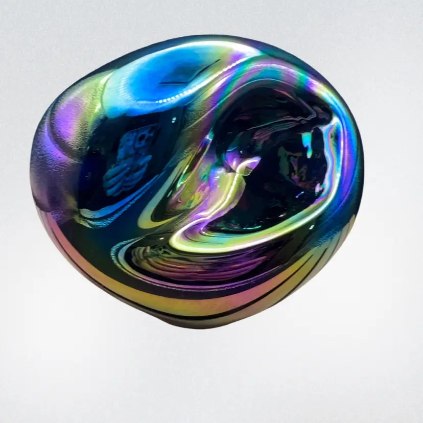 EICHOLT PETROLEUM IRIDESCENT 1998 ART GLASS PAPERWEIGHT