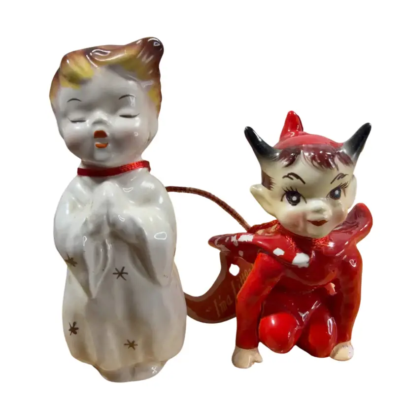 RARE 1957 Kriess “I’m a Little Devil/Angel” Ceramic Salt & Pepper Shaker Set