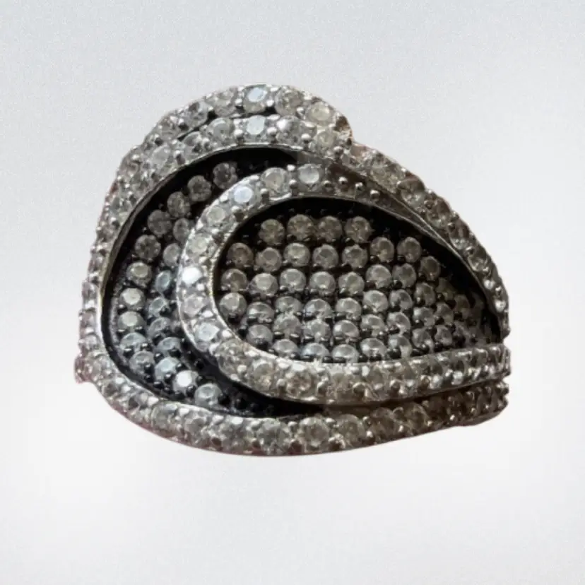 Bella Luce 2.84 ctw CZ Diamond Similiant Rhodium Plated Sterling Silver Ring Size 7,  5.8g