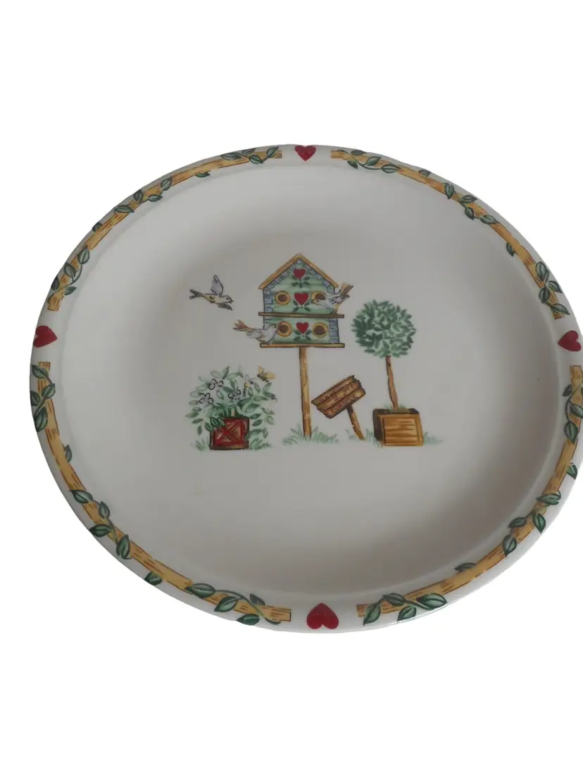 Vintage Lot of 4 Thomson Pottery Birdhouse Topiary Salad Plates #2