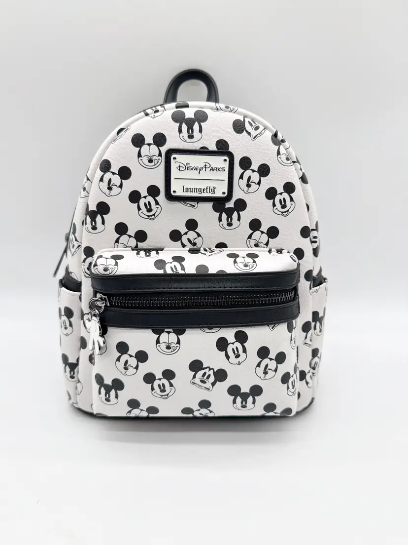 NWT Disney Parks Loungefly Mickey Mouse Classic Icon Mini Backpack White Black