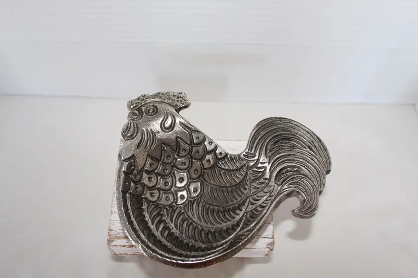 Rooster Shaped Cast Aluminum Dish/Trinket Tray
