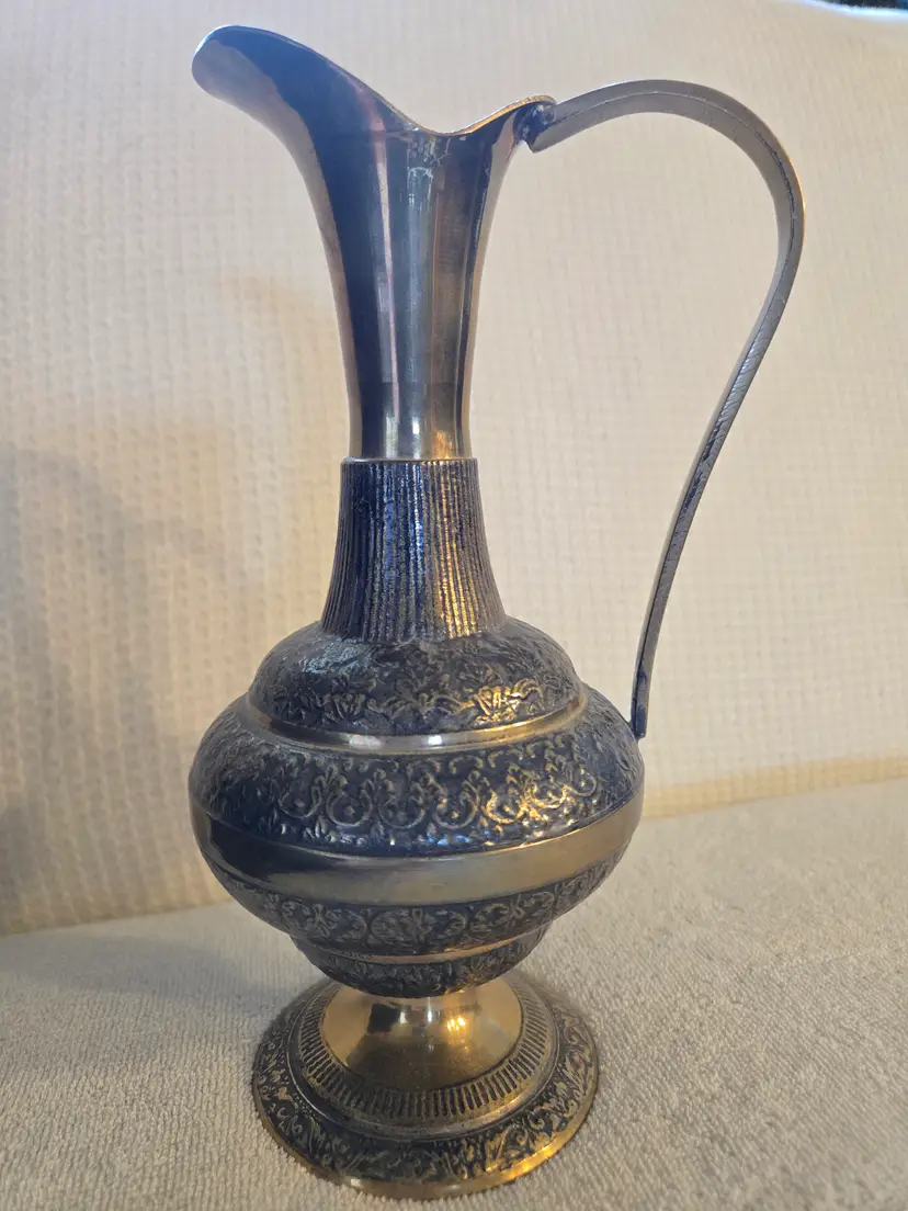 1980's Vintage Solid Brass Pitcher Or
