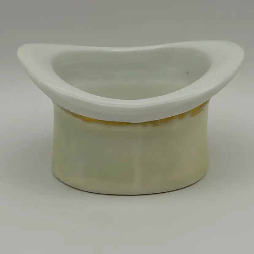 Antique, Porcelain, Lustreware, Toothpick Holder, “Top Hat”, Gold Band Accent