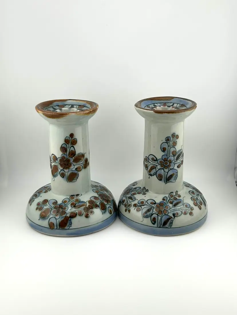 Vintage Ken Edwards Tonala Pottery Candle Holders 5”x 6.5”