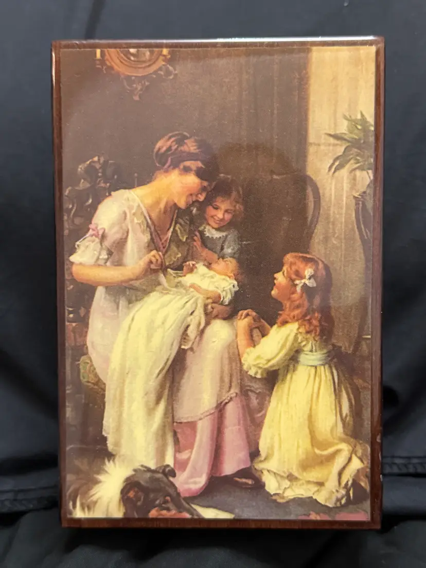 Vintage Mother and Children Decorative Box