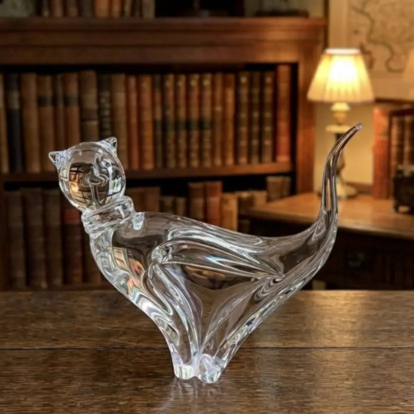 Vintage ACC Crystal Cat Glass Sculpture