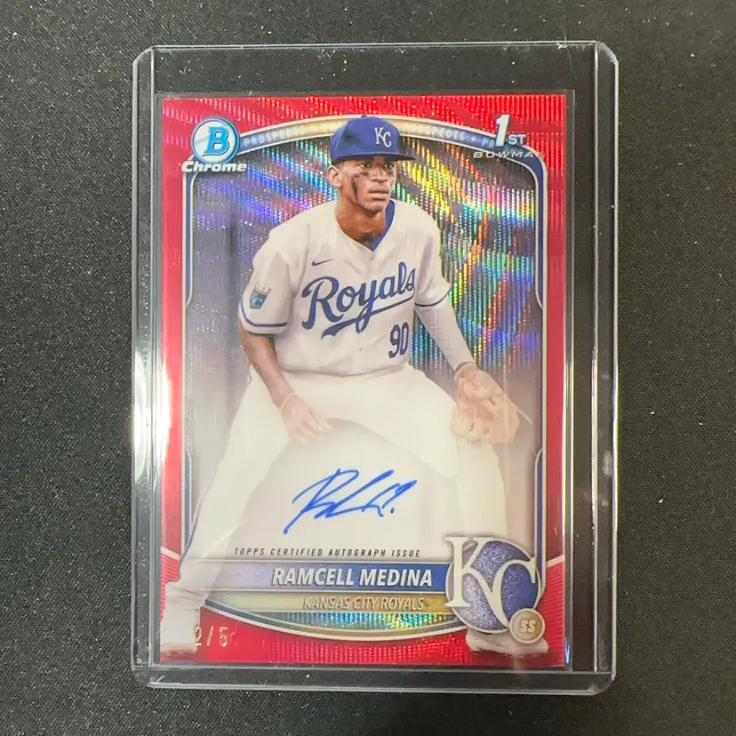 Ramcell Medina 2025 Bowman Chrome 1st Red Wave Refractor Auto 2/5 Kansas City Royals