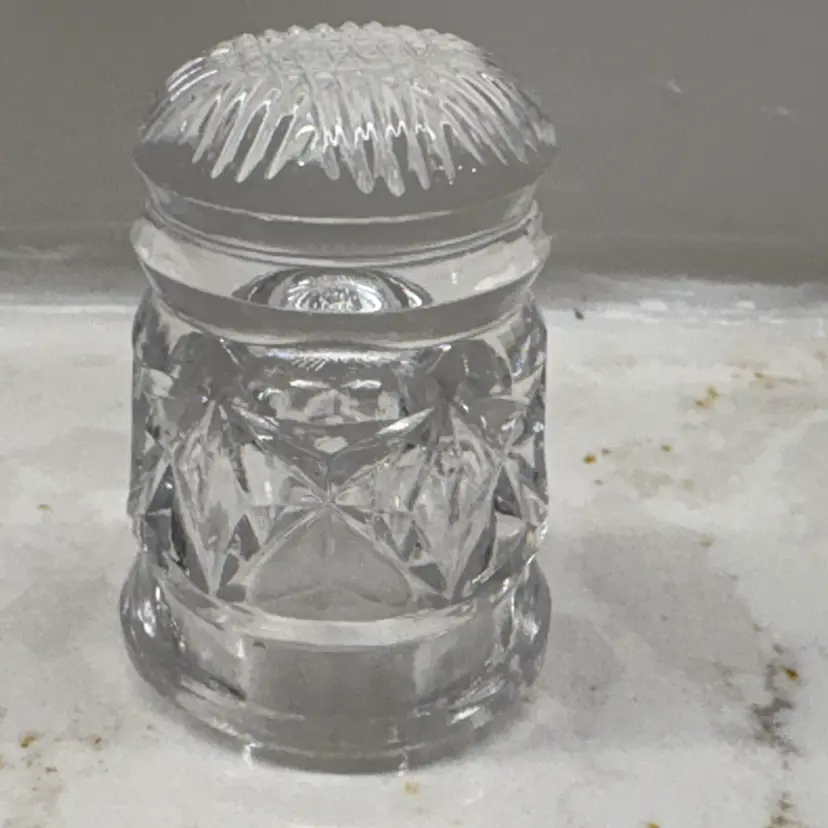 Vtg  Cut Crystal Thimble - Waterford Style Diamond Cut - Unmarked