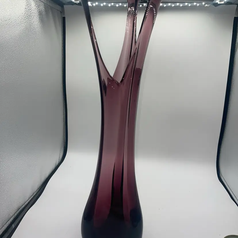 Viking Glass 3 Foil Swung Vase Amethyst 22.5” Stunning