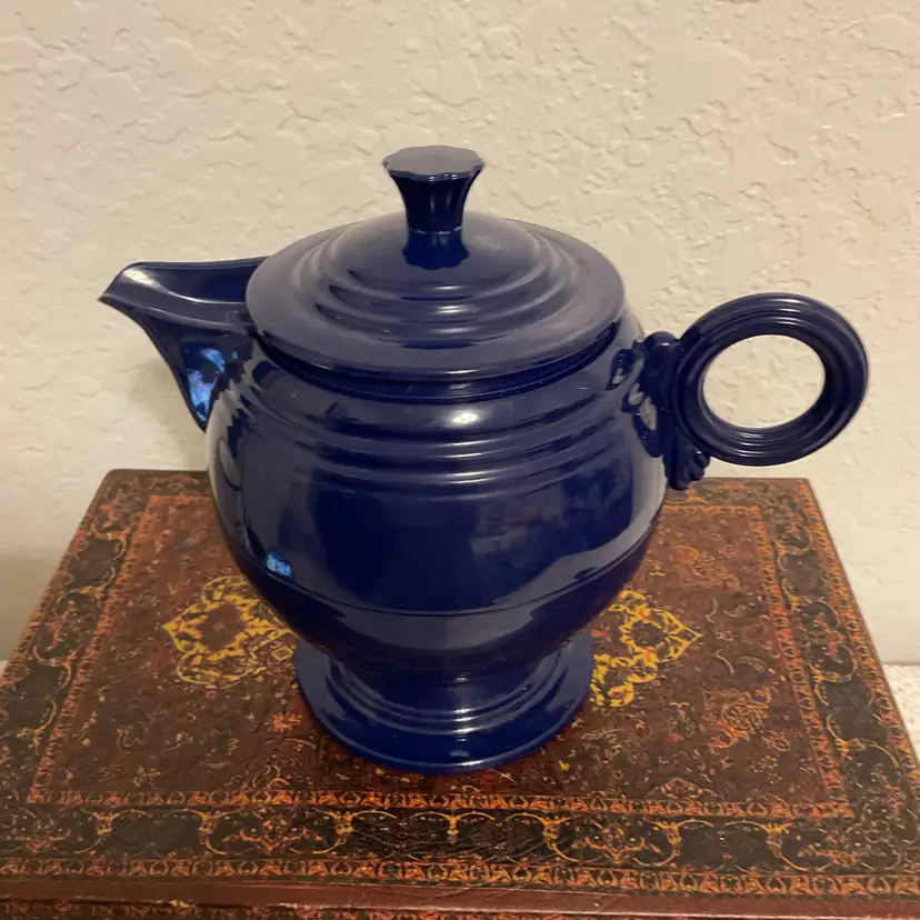 🍁 Fiestaware Thermal Insulated Vintage Plastic Teapot Coffee Carafe Cobalt Blue