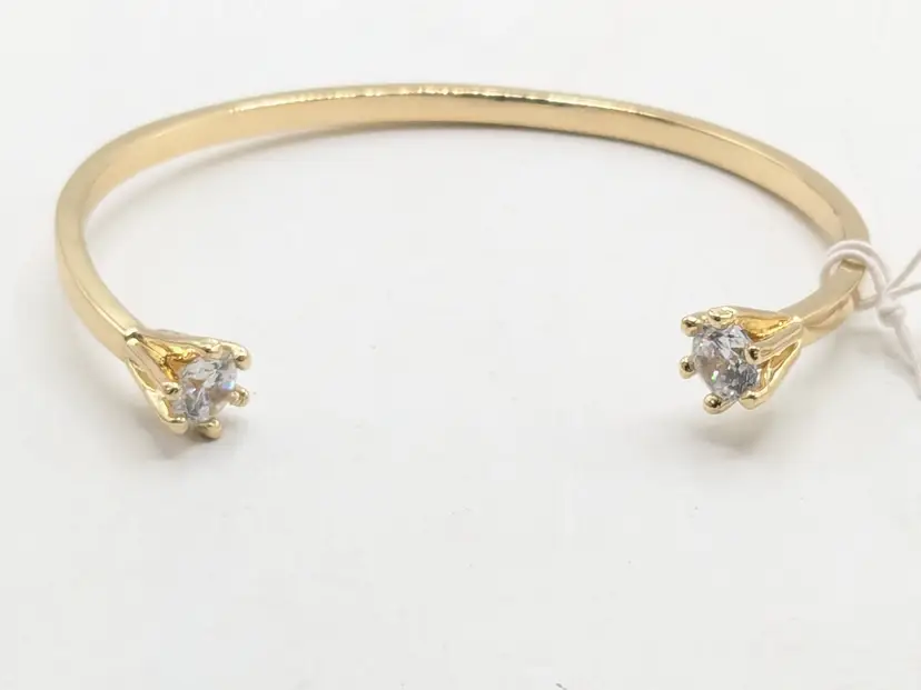 And Lovely Gold Tone Open Cuff Bracelet Cubic Zirconia NWT Small