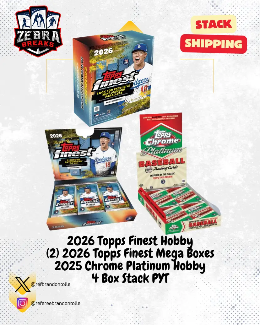 ZB 26285: 2026 Topps Finest Hobby, Mega & 2025 Chrome Platinum 4 Box Stack PYT