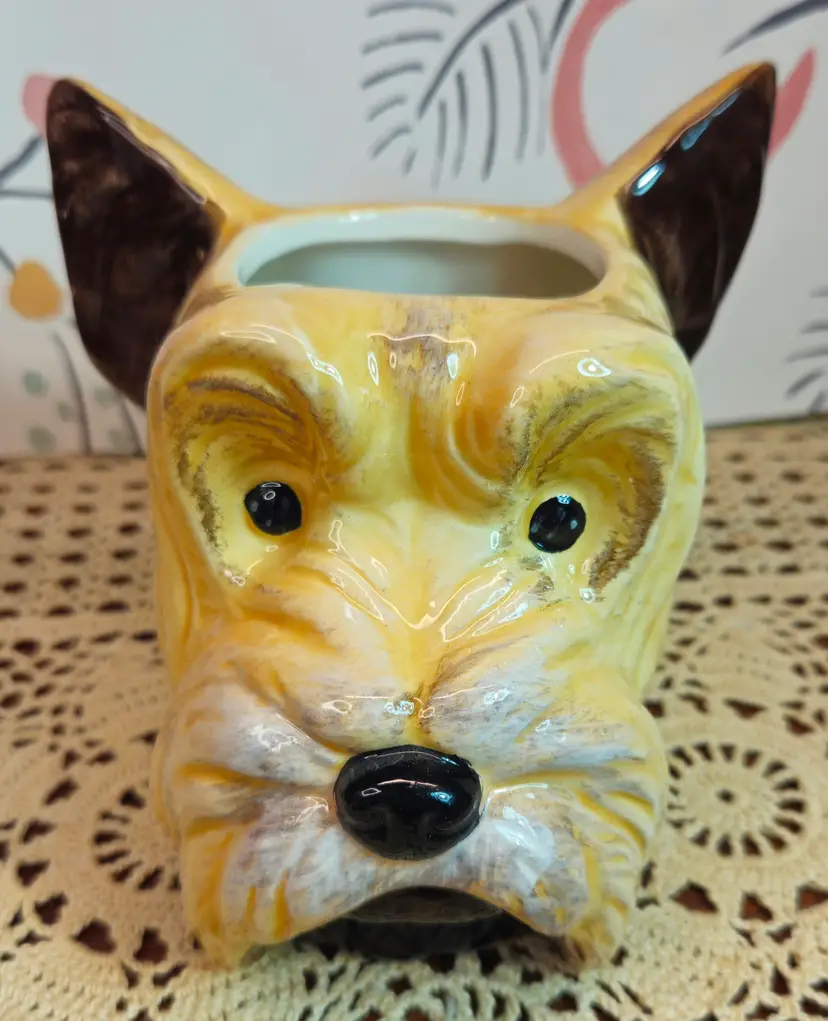 NWT Adorable Ceramic White Terrier Dog Indoor Planter Versatile Decor