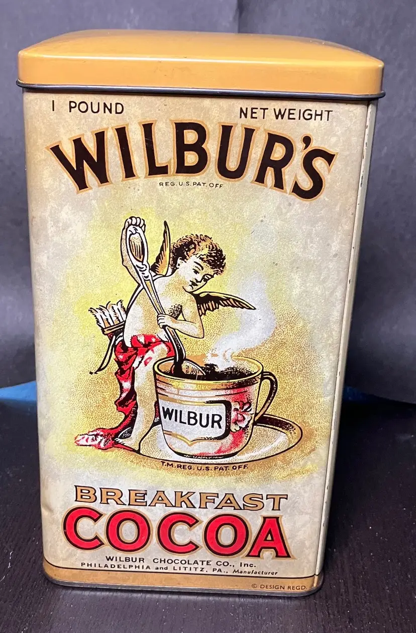 VTG Wilbur's Breakfast Cocoa Advertising Tin Container Made in England
