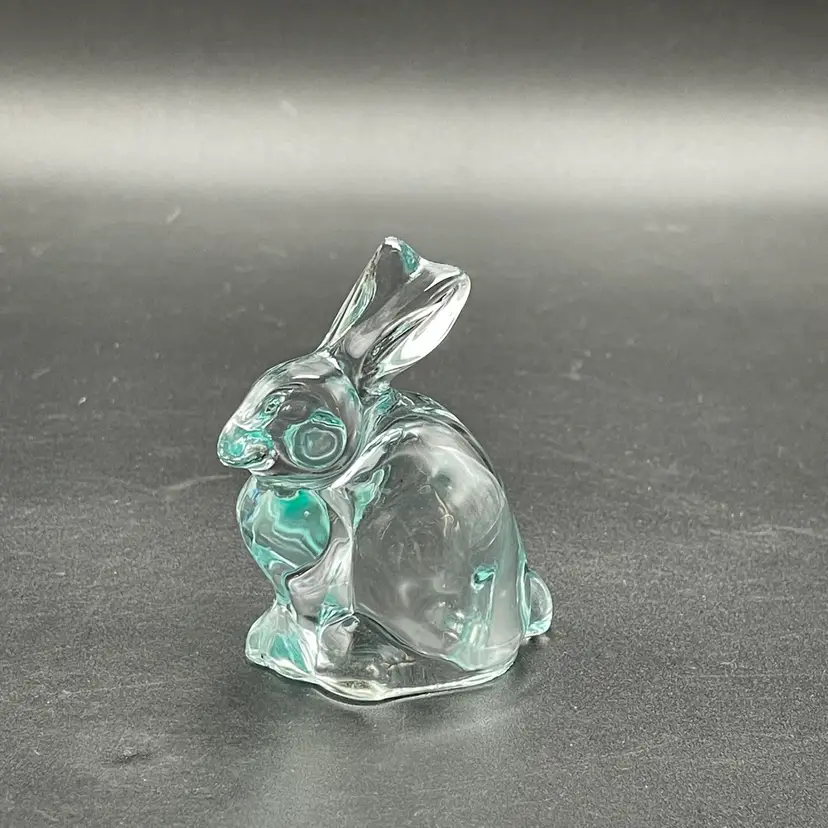 Art Glass Teal Blue Rabbit Bunny Figurine Vintage Easter Spring Decor