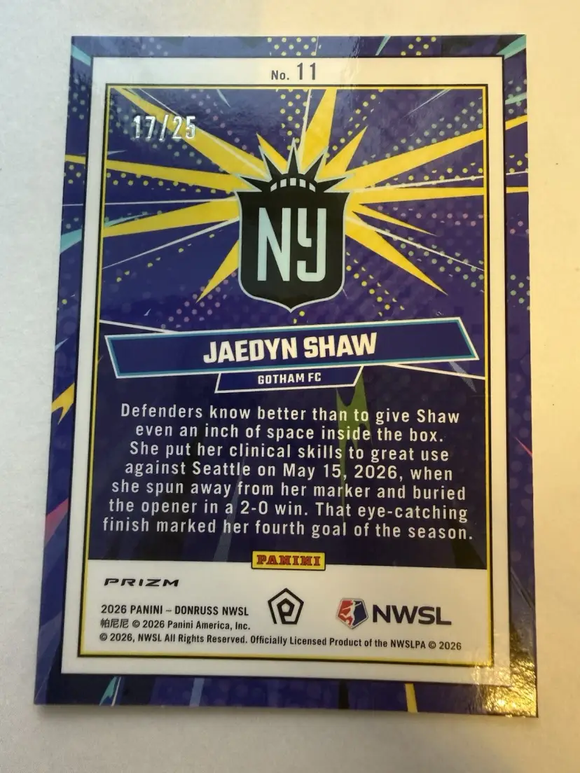 2026 Donruss Optic NWSL Net Marvels Tie Dye Card 11 Jaedyn Shaw /25