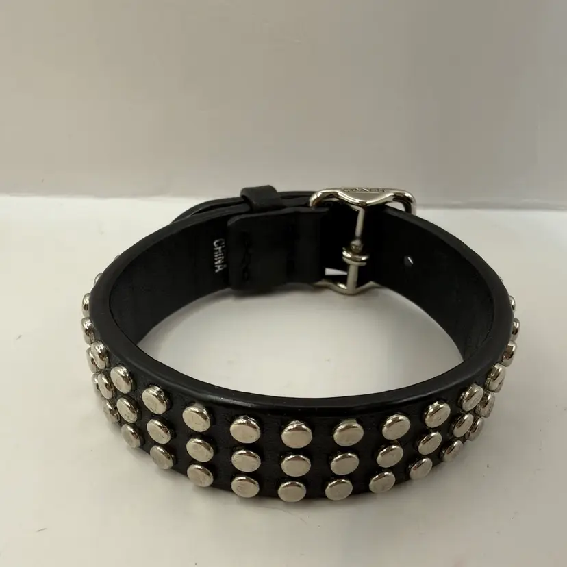 Coach Black Genuine Leather Studded Belt Bracelet