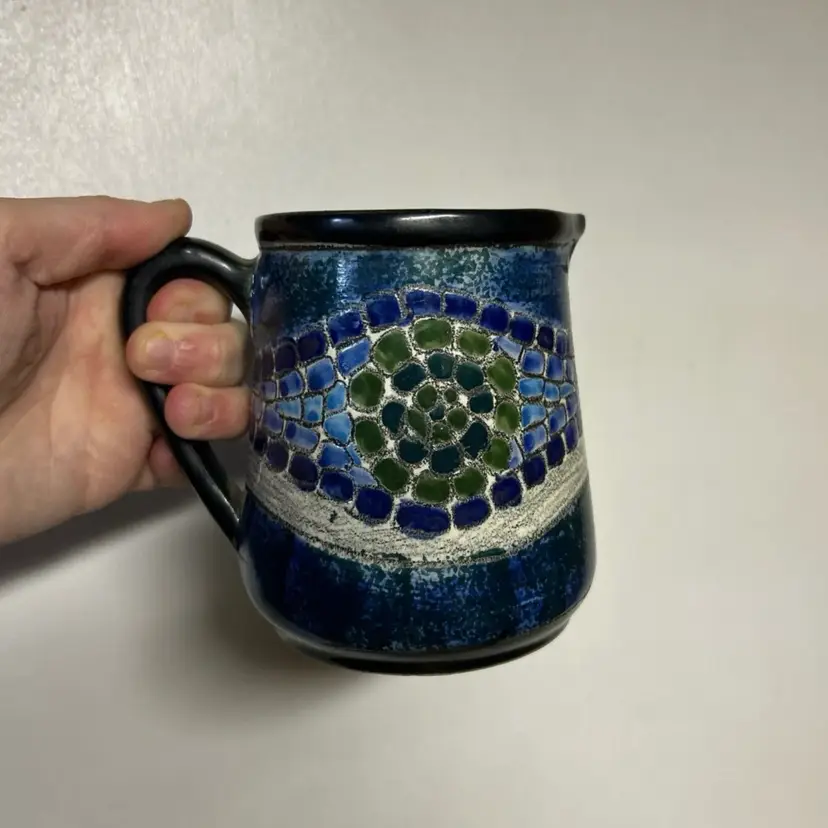 Beautiful Eduardo Vega Cuenca Ecuador Blue Mosaic Creamer Mug
