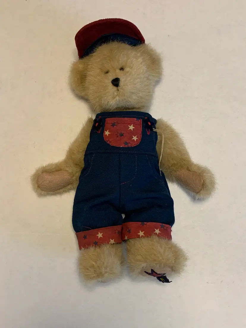 Boyd’s Plush Bear w/ Blue Overalls, Hat, Black Eyes, Patriotic