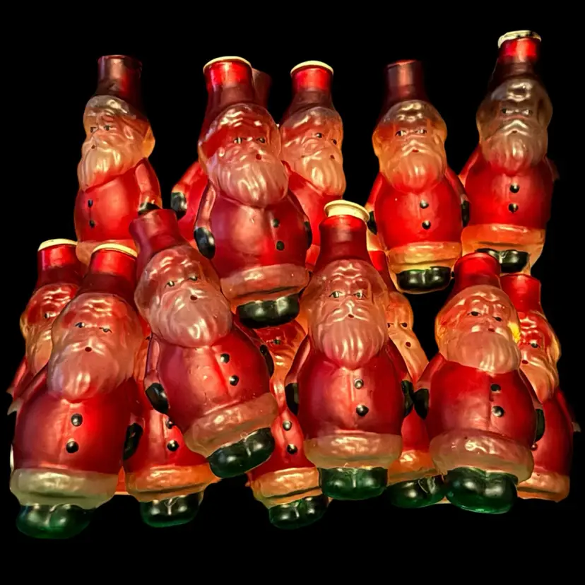 Lot 12 Vintage Christmas Frosted Glass Painted Santa Light Bulb Covers 3.25”