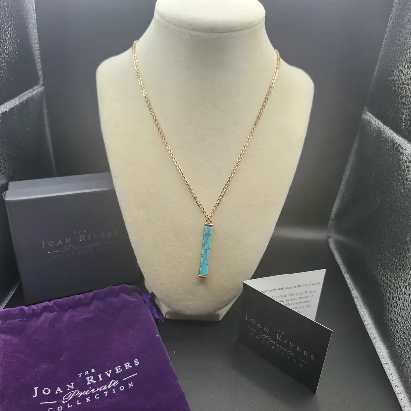 Joan Rivers Turquoise Bar Pendant Necklace
