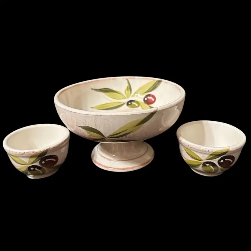 019 Italian Ceramic Bowl With Matching Dip Bowls