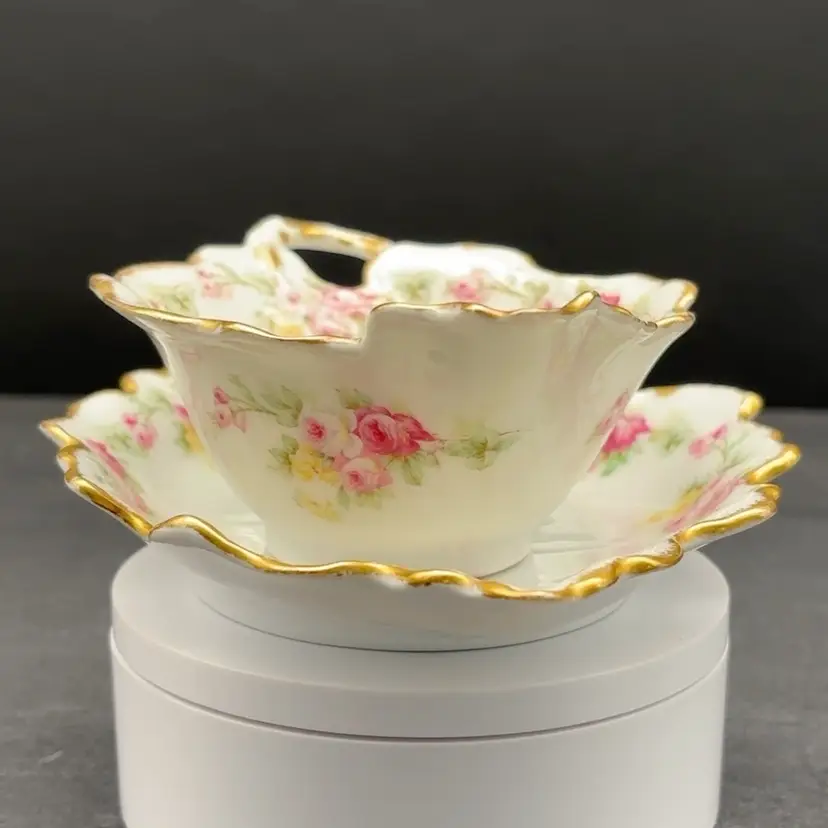 Elite Works Limoges Leaf Bowl Condiment Set | Antique 1896-1914